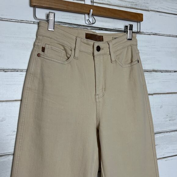 Judy Blue Tan Khaki Cropped Wide Leg Pants Size 1 / 25 - Picture 9 of 10